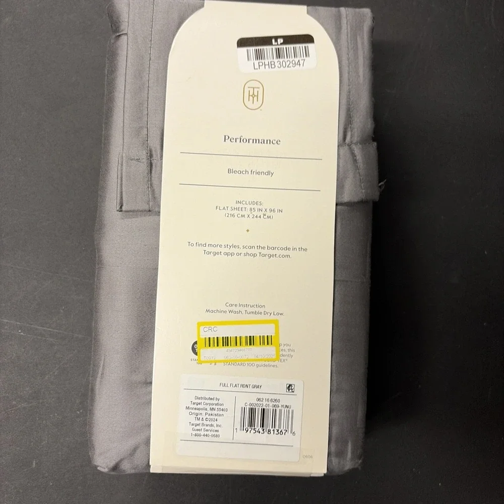 Full 400 Thread Count Performance Flat Sheet Dark Gray Threshold: Cotton 20533